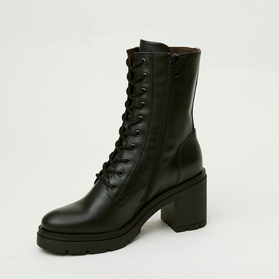 NeroGiardini Black Leather Chunky Heeled Ankle Boots - Nozomi