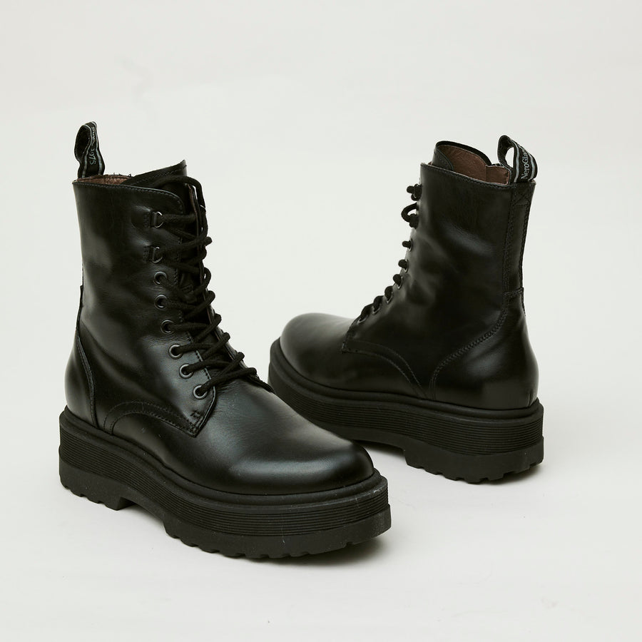 NeroGiardini Black Flatform Leather Boots, Nozomi Shoe Boutique - Nozomi