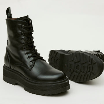 NeroGiardini Black Flatform Leather Boots, Nozomi Shoe Boutique - Nozomi