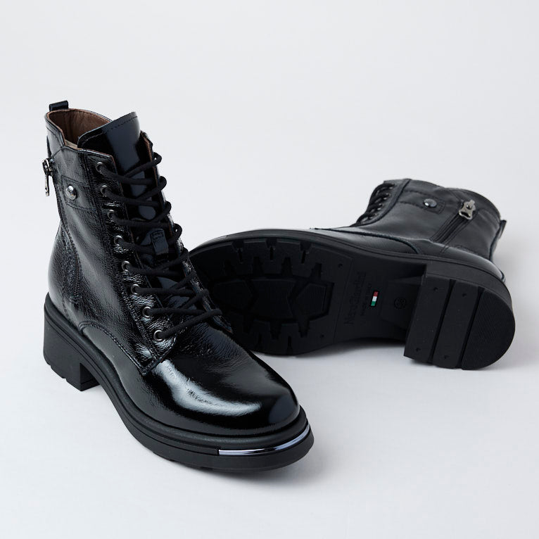 NeroGiardini Black Patent Leather Ankle Boots - Nozomi