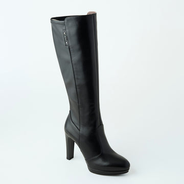 NeroGiardini Black Leather Knee High Boots - Nozomi