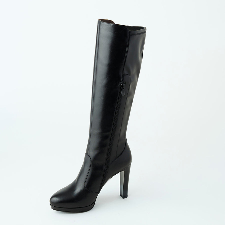 NeroGiardini Black Leather Knee High Boots - Nozomi