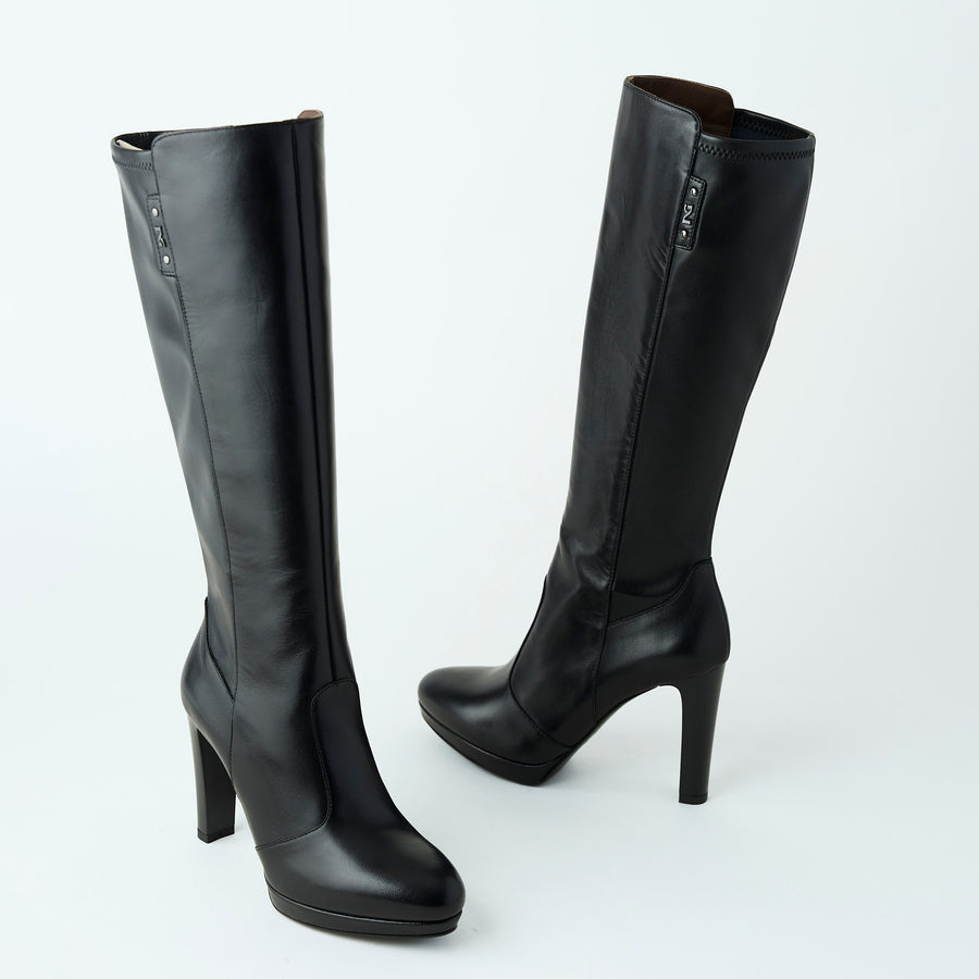 NeroGiardini Black Leather Knee High Boots - Nozomi