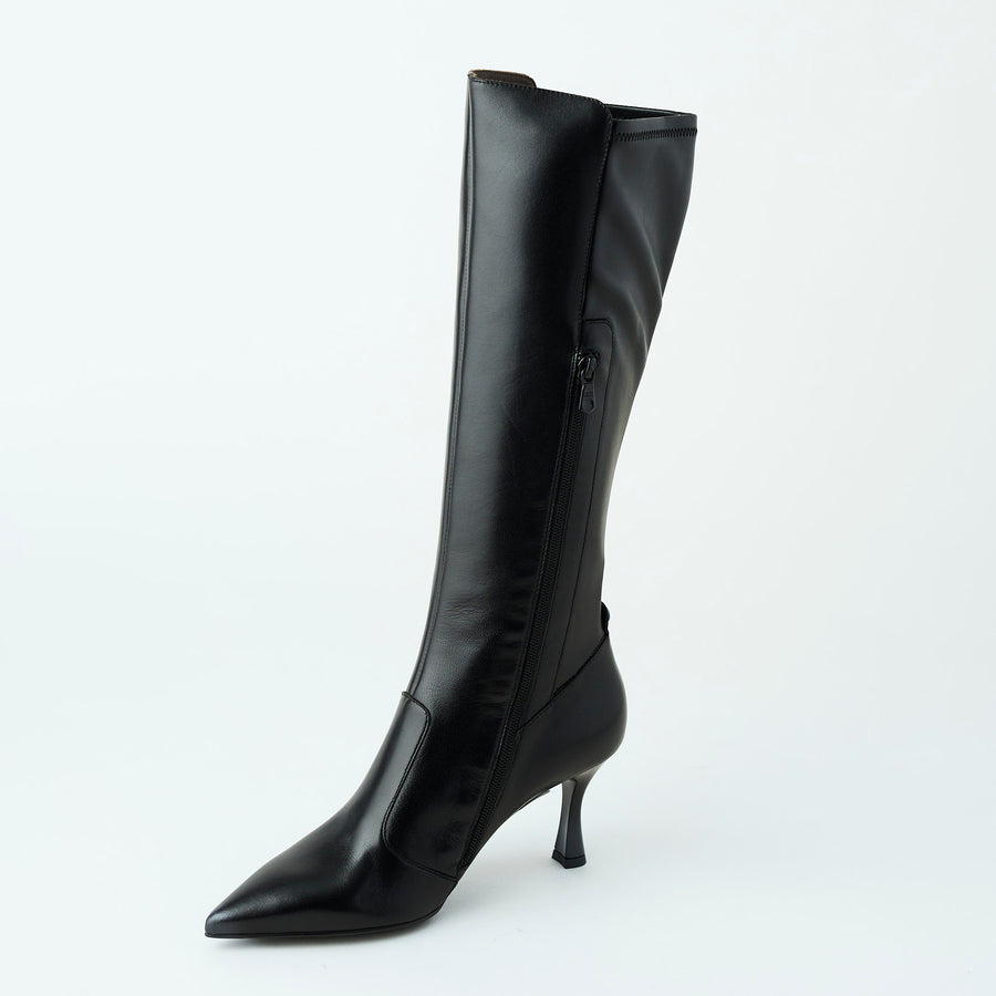 NeroGiardini Black Leather Knee High Boots - Nozomi