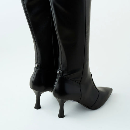 NeroGiardini Black Leather Knee High Boots - Nozomi