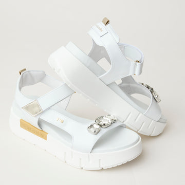 NeroGiardini White Leather Flatform Sandals - Nozomi