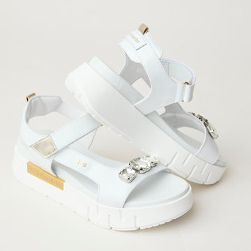 NeroGiardini White Leather Flatform Sandals