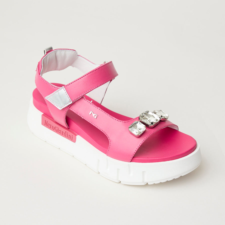 NeroGiardini Hot Pink Leather Flatform Sandals - Nozomi