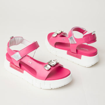 NeroGiardini Hot Pink Leather Flatform Sandals - Nozomi