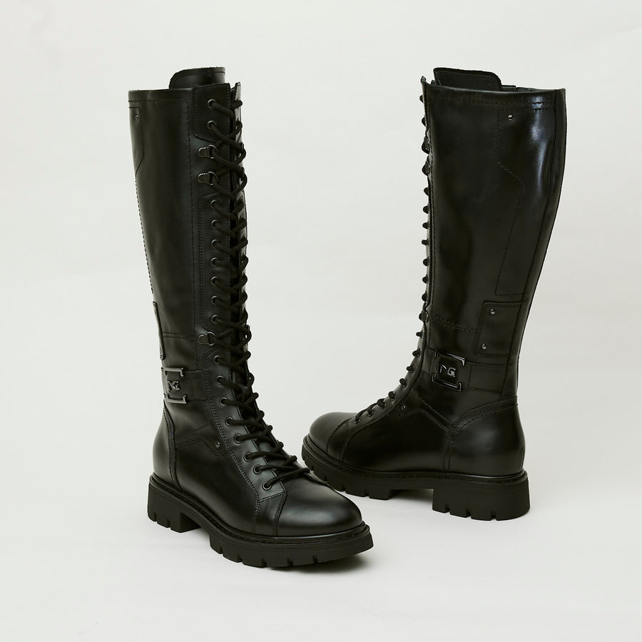 NeroGiardini Black Leather Knee High Boots - Nozomi