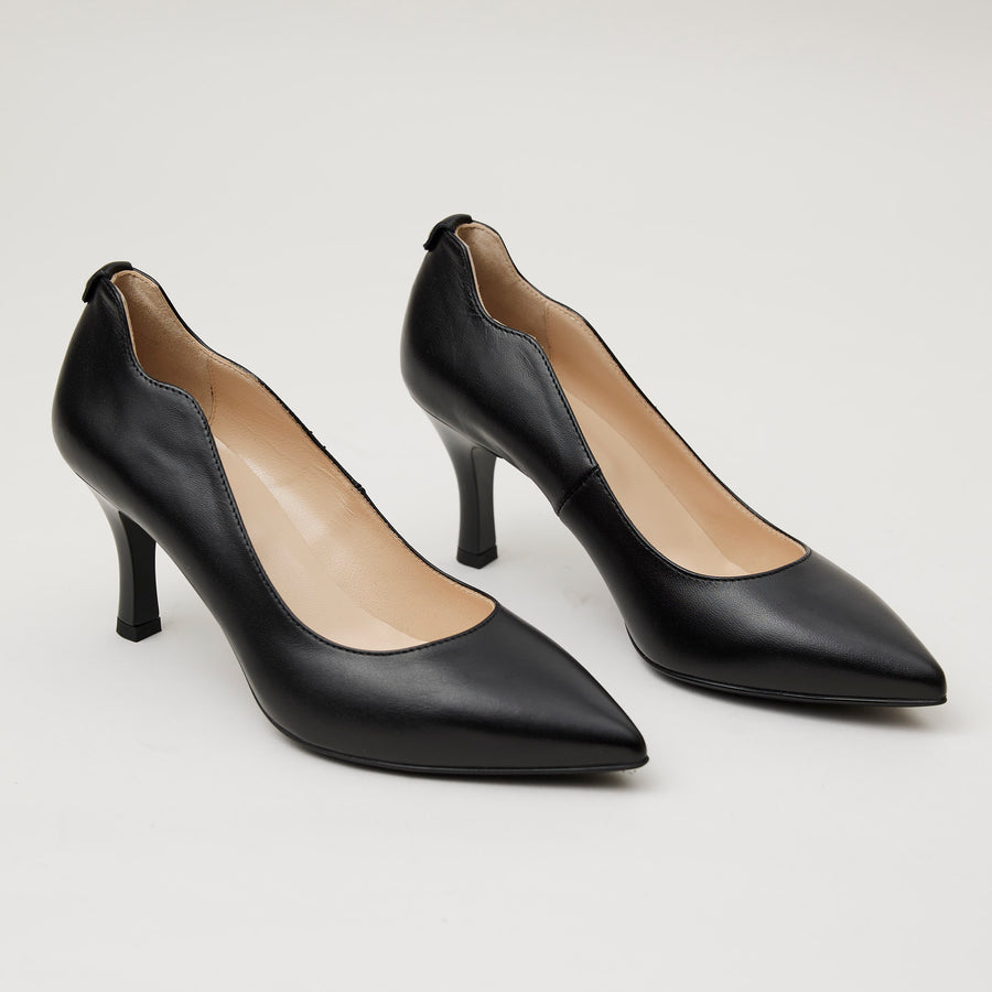 NeroGiardini Black Leather Court Shoes - Nozomi