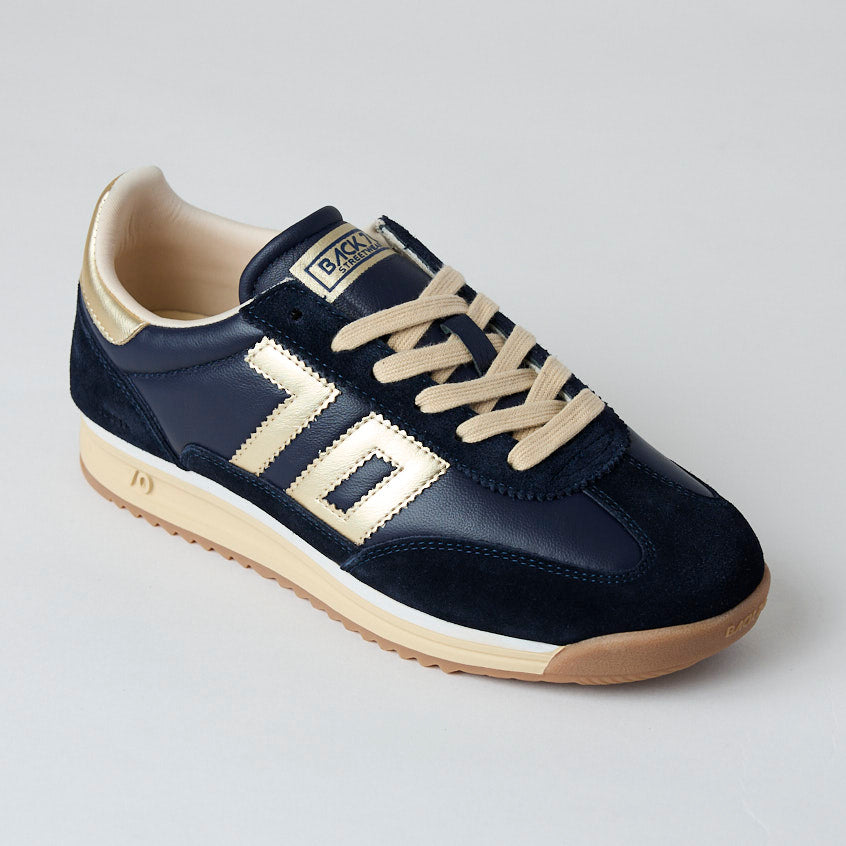 Back 70 Black and Gold Suede Leather Trainers - Nozomi