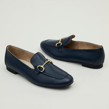 Paul Green Navy Leather Loafers - Nozomi