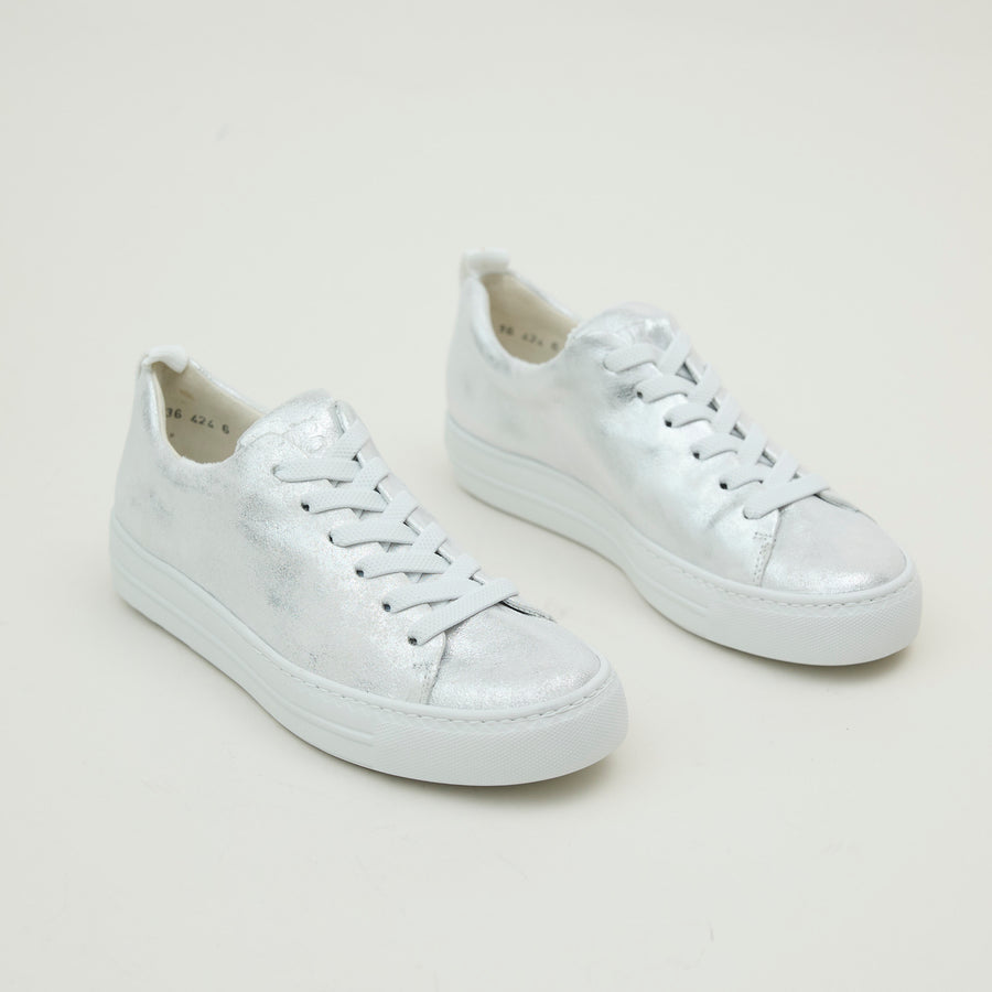 Paul Green White Silver Nubuck Trainers - Nozomi