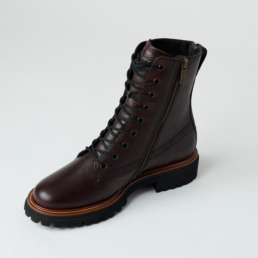 Paul Green Chocolate Brown Leather Military Style Boots - Nozomi