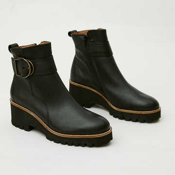 Paul Green Black Leather Ankle Boots