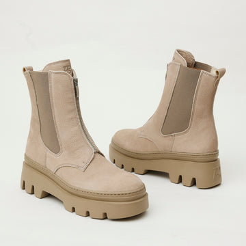 Paul Green Beige Nubuck Leather Ankle Boots - Nozomi