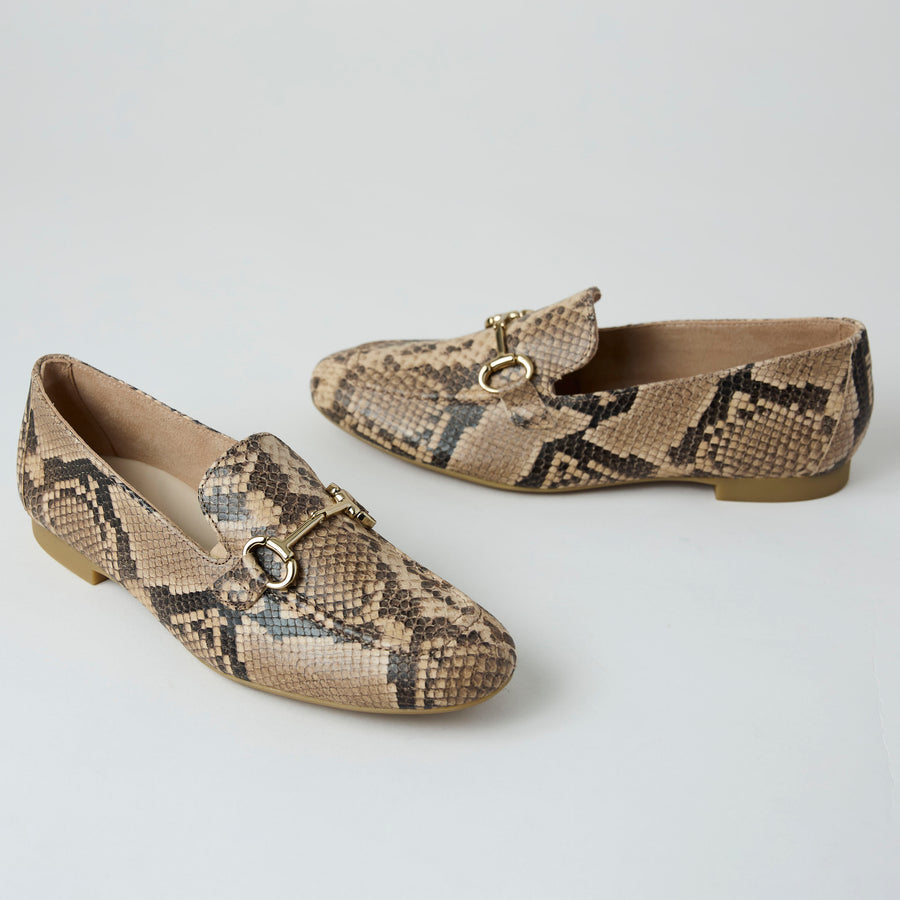 Paul Green Cream Snake Leather Loafers