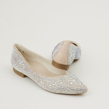 Paul Green Ivory Crystal Flat Shoes