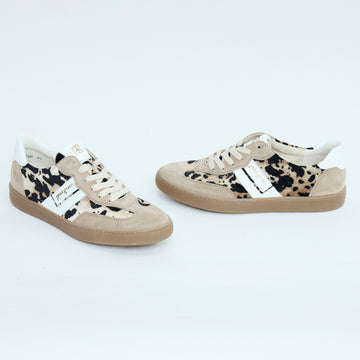 Paul Green Beige Suede Leather Leopard Trainers