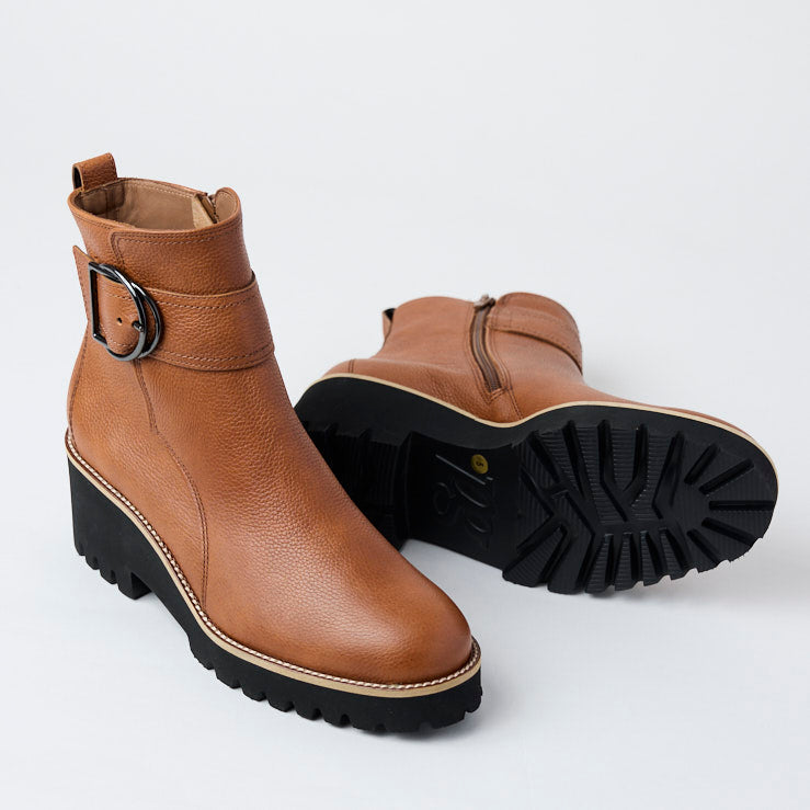 Paul Green Tan Leather Ankle Boots - Nozomi