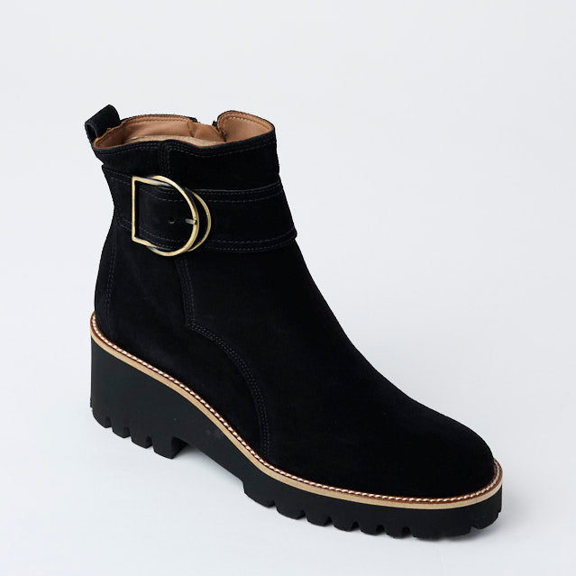 Paul Green Black Suede Leather Ankle Boots - Nozomi