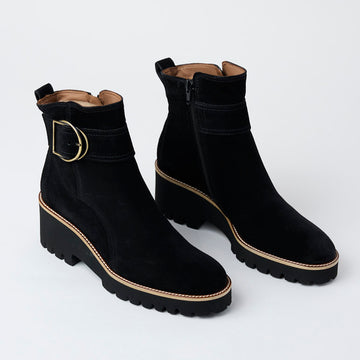 Paul Green Black Suede Leather Ankle Boots - Nozomi
