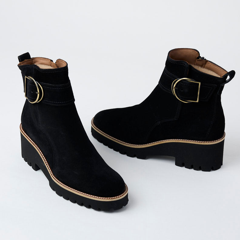 Paul Green Black Suede Leather Ankle Boots - Nozomi