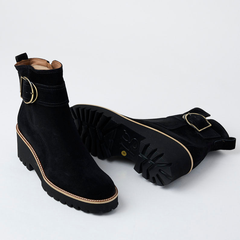 Paul Green Black Suede Leather Ankle Boots - Nozomi
