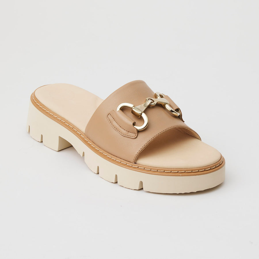 Paul Green Camel Leather Mules - Nozomi