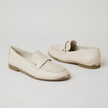 Paul Green Beige Leather Loafers - Nozomi