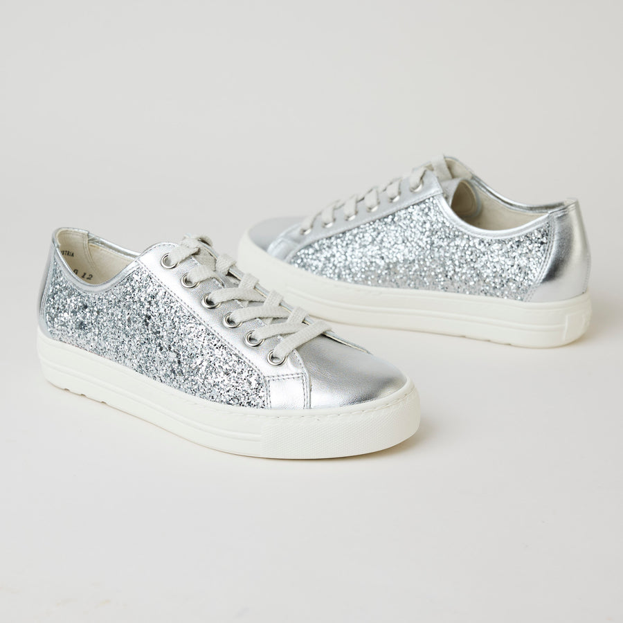 Paul Green Silver Leather Trainers - Nozomi