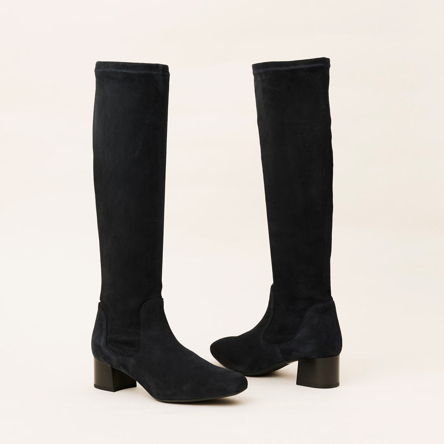Peter Kaiser Knee High Navy Stretch Suede Boot