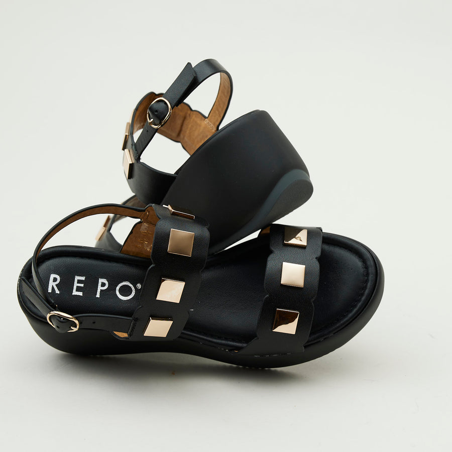 Repo Black Leather Sandals - Nozomi
