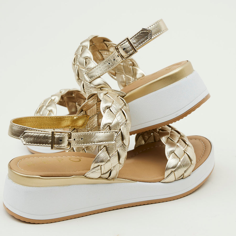 Repo Gold Metallic Leather Sandals - Nozomi