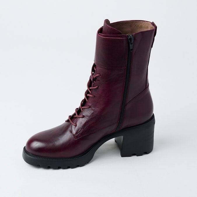 Wonders Wine Leather Biker Style Boots - Nozomi