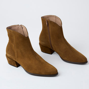 Wonders Tan Suede Leather Ankle Boots - Nozomi