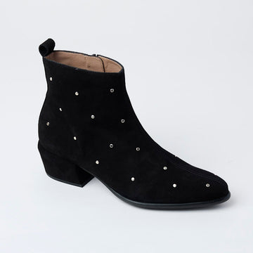 Wonders Black Suede Leather Ankle Boots - Nozomi