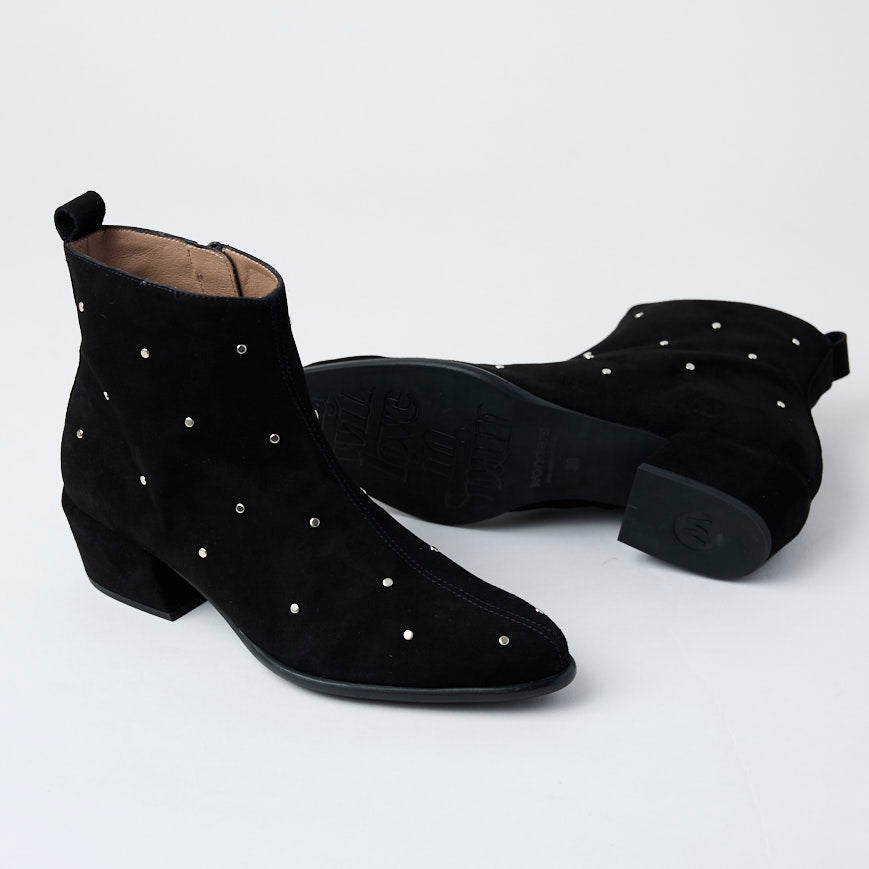 Wonders Black Suede Leather Ankle Boots - Nozomi