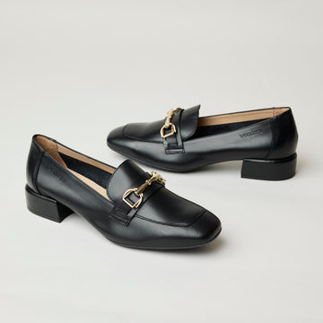 Wonders Black Leather Loafers - Nozomi