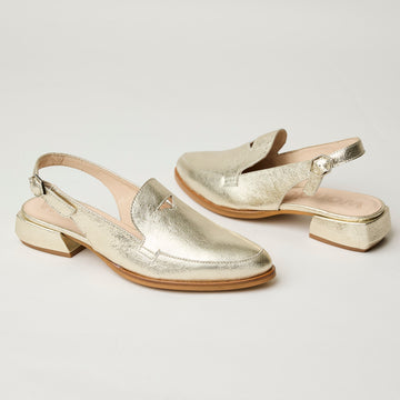 Wonders Gold Leather Slingback Shoes - Nozomi