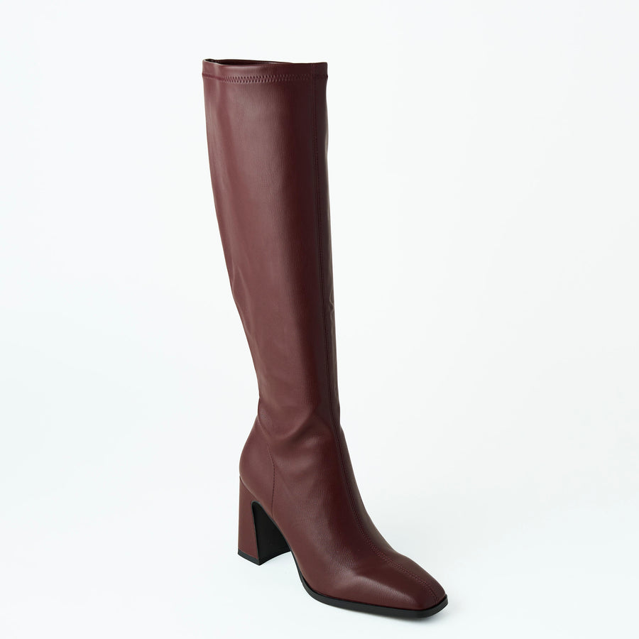 Pedro Anton Knee-High Stretch Burgundy Boots - Nozomi