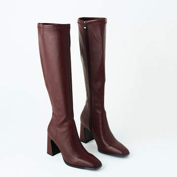 Pedro Anton Knee-High Stretch Burgundy Boots - Nozomi