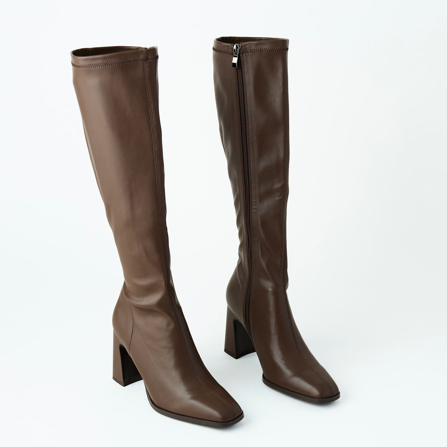Pedro Anton Knee-High Stretch Brown Boots - Nozomi