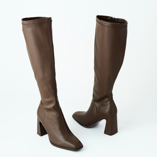 Pedro Anton Knee-High Stretch Brown Boots - Nozomi