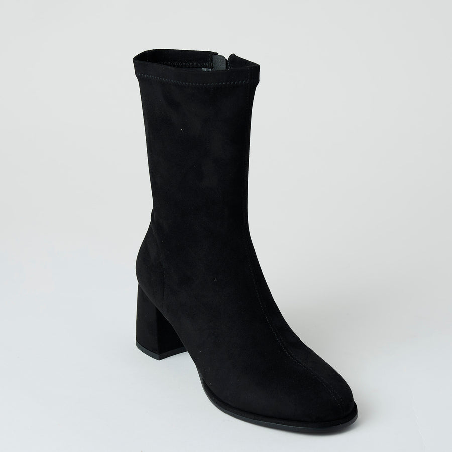 Pedro Anton Black Suedette Sock Boots