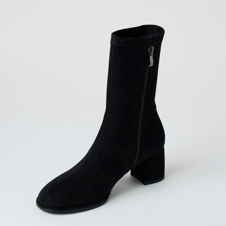 Pedro Anton Black Suedette Sock Boots