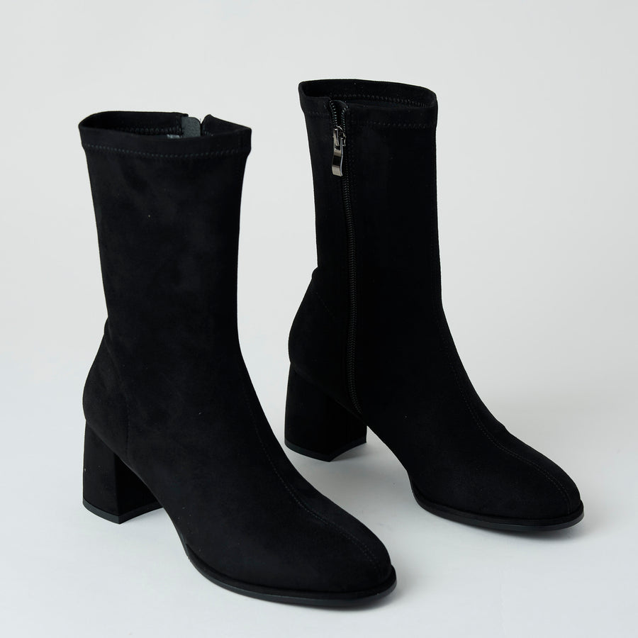 Pedro Anton Black Suedette Sock Boots