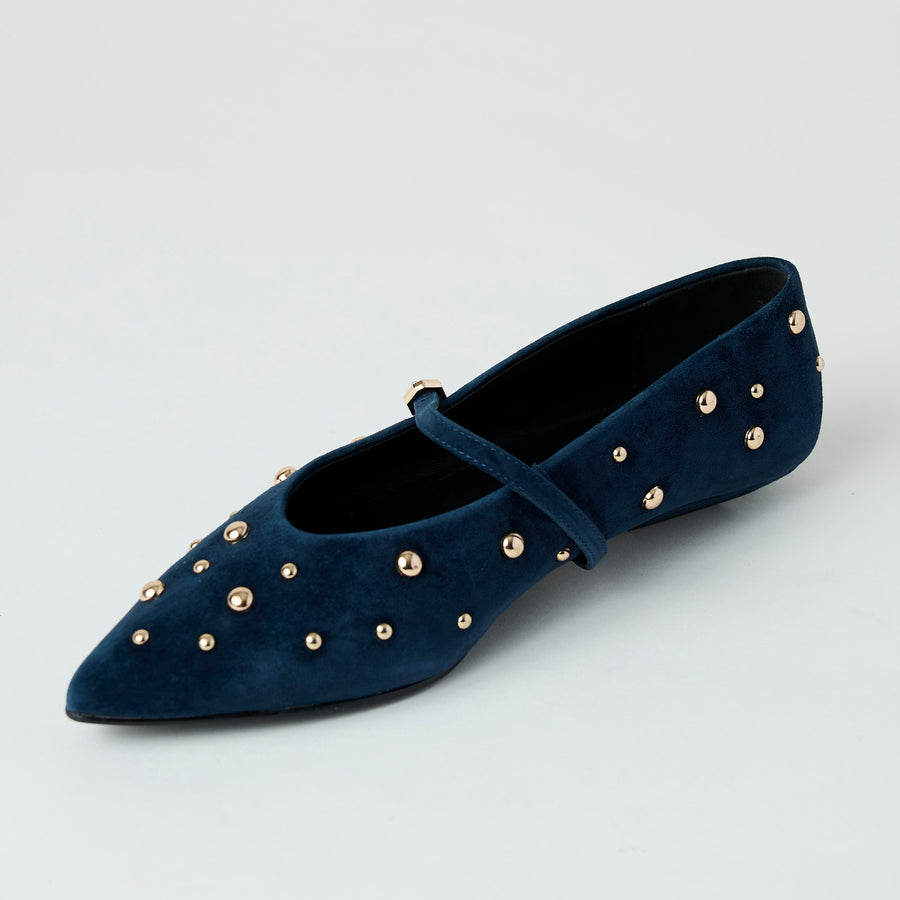 Pedro Anton Navy Suede Leather Mary Jane Shoes