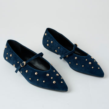 Pedro Anton Navy Suede Leather Mary Jane Shoes